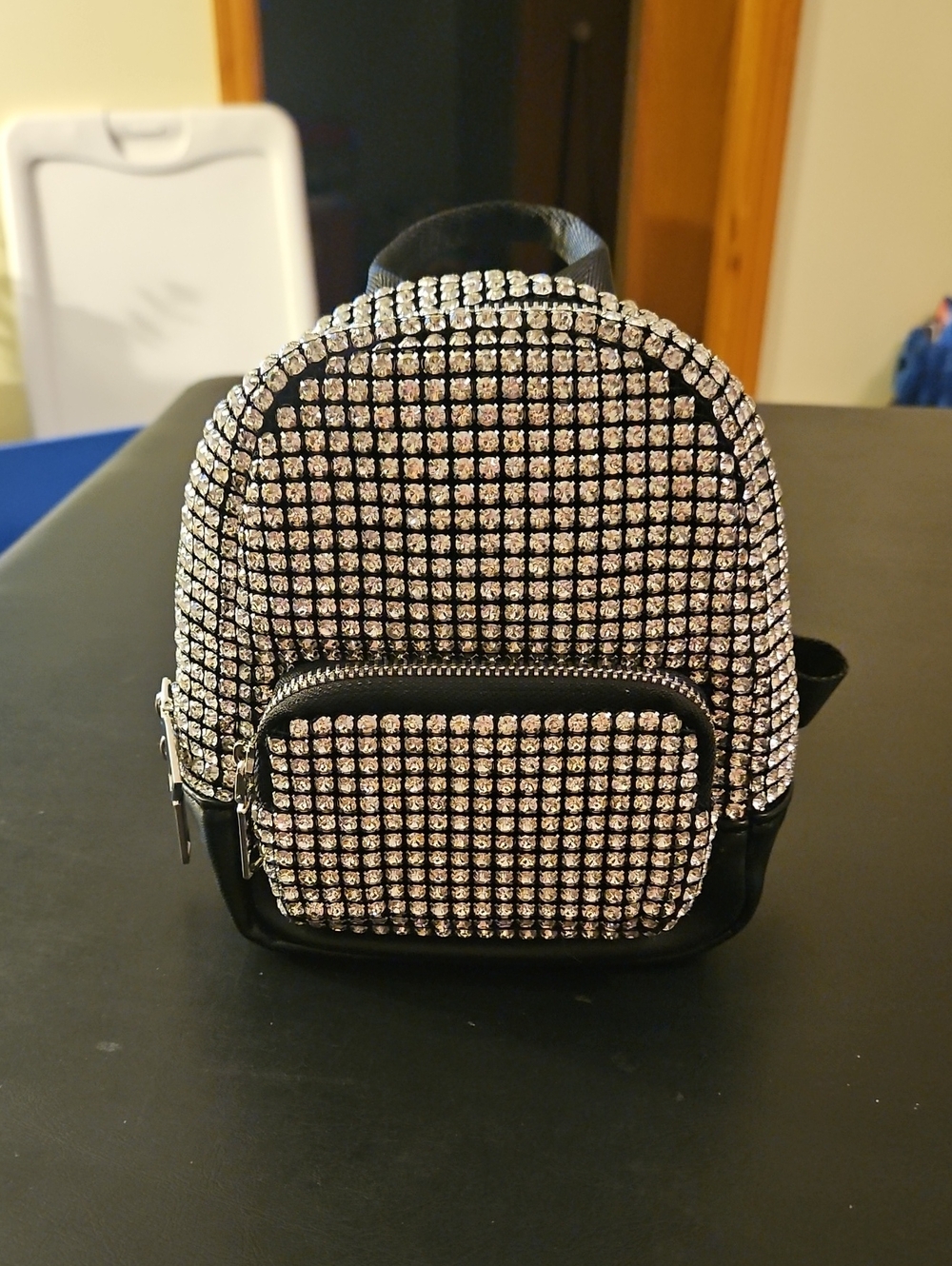 Embellished Crystal Mini Backpack - Black